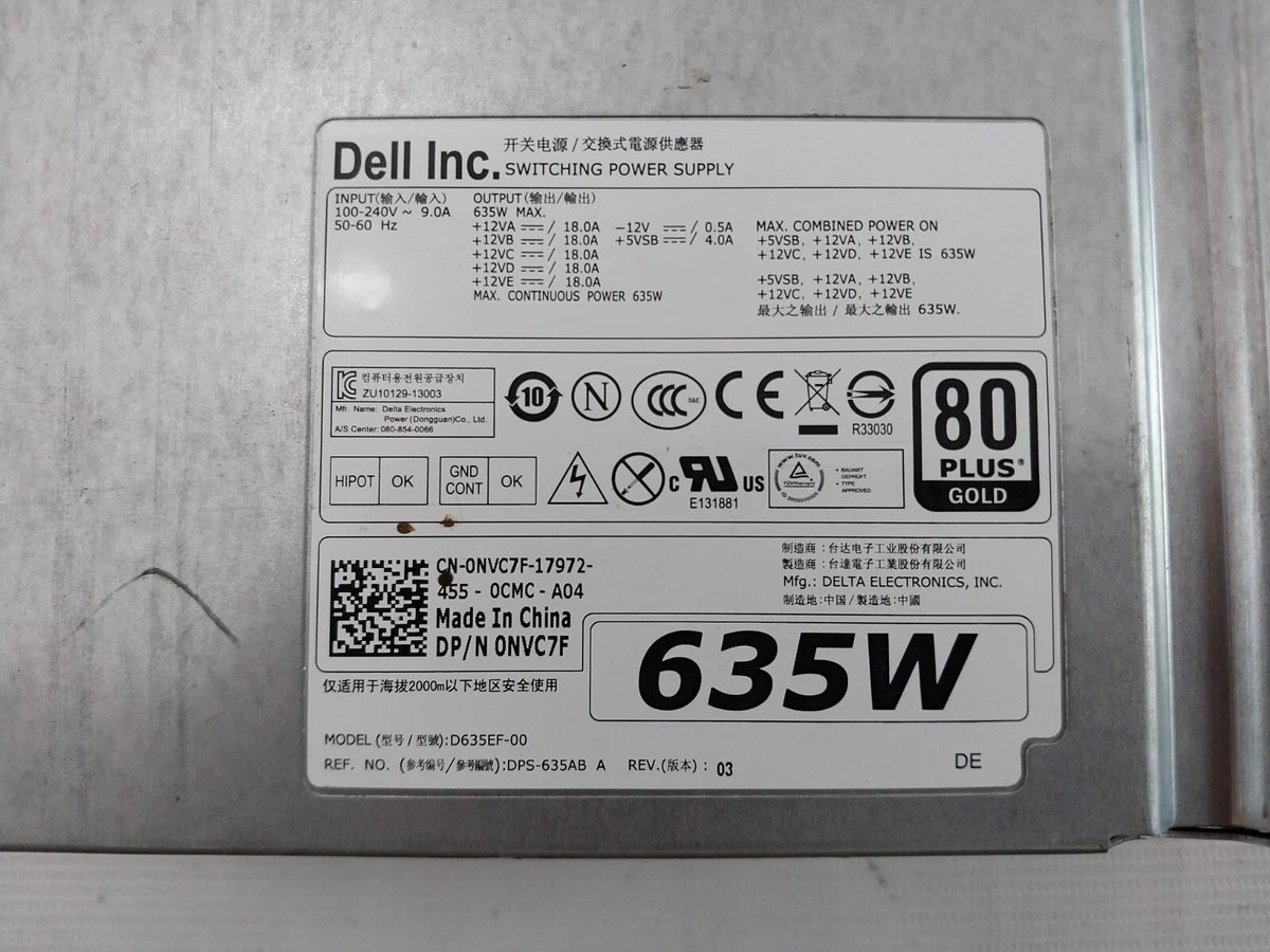 DELL D635EF-00 Power Supply DPS-635AB A DP/N: 0NVC7F