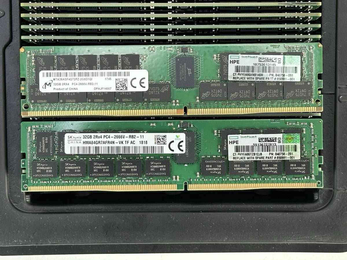 HPE 840758-091 1x 32GB 2Rx4 PC4-2666V-R ECC RDIMM DDR4 RAM Memory Micron Hynix|116885736291