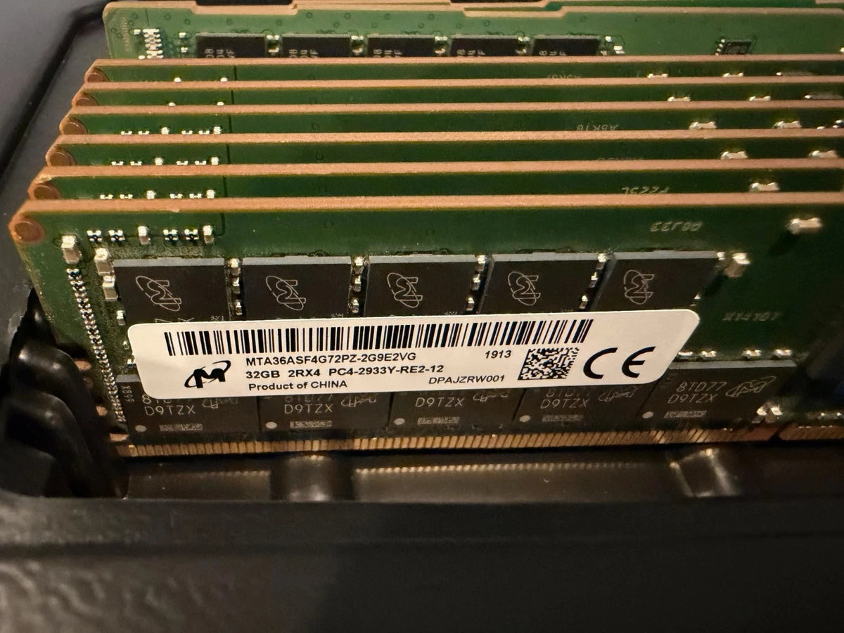 Lot of 6: Micron 32GB 2Rx4 PC4-2933Y DDR4 2933 ECC RDIMM - MTA36ASF4G72PZ-2G9