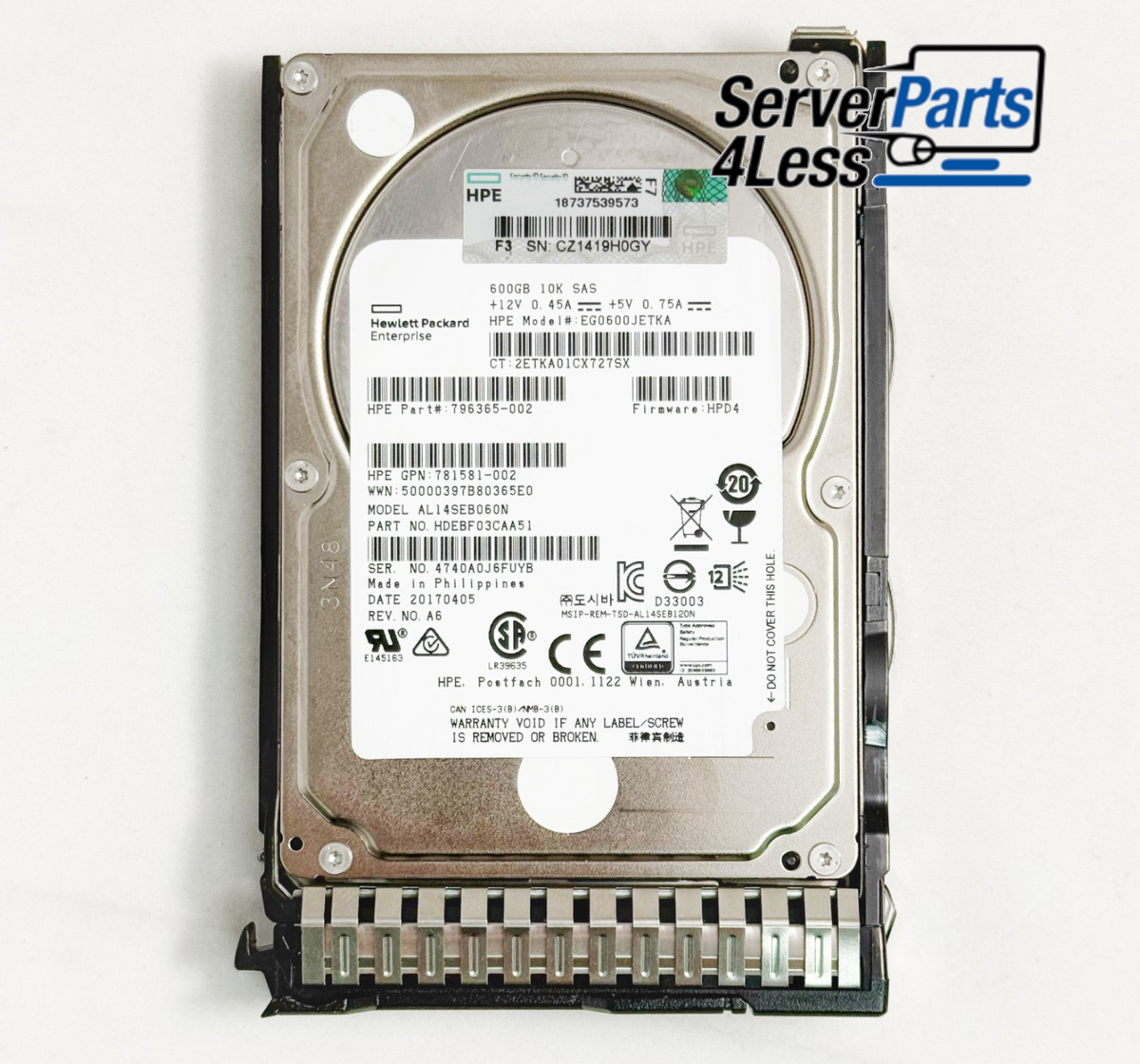 781577-001 HP 600GB 12G SAS 10K 2.5IN SC ENT HDD 781516-B21|376226452781