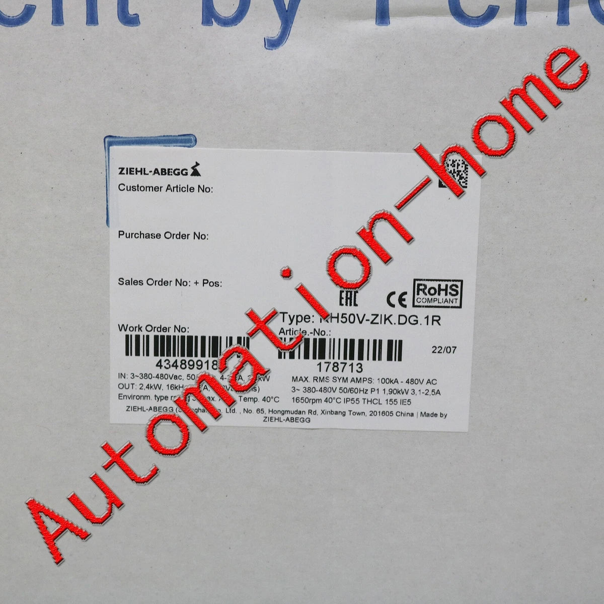 1 Pc. NEW， RH50V-ZIK.DG.1R centrifugal fan FAST SHIP#XR