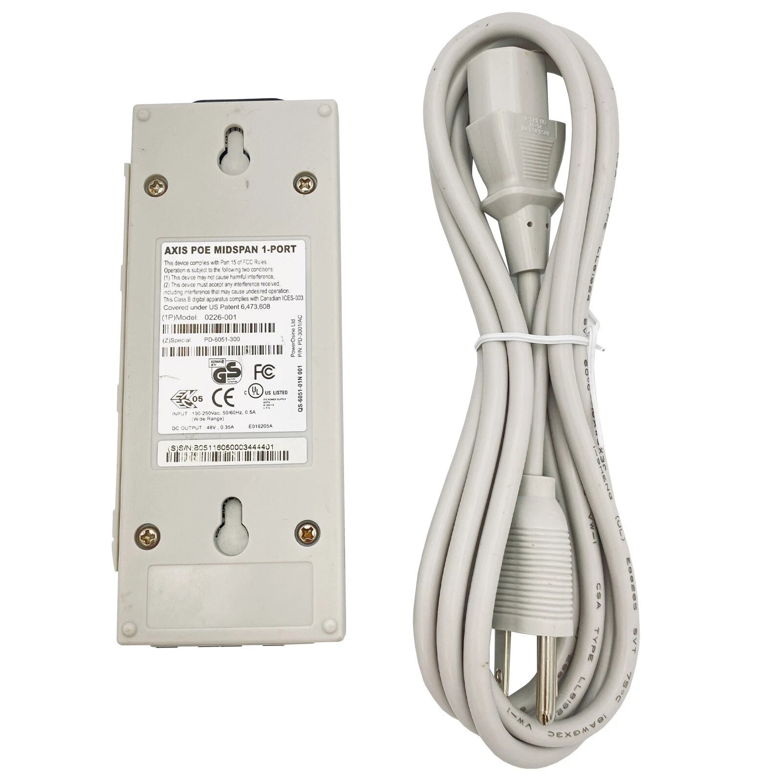 AXIS Communications PoE Midspan 1-Port 0226-001 PD-3001/AC - 48V 0.35A E018205A|306589842707