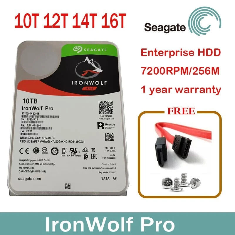 Seagate IronWolf Pro 10TB/12TB/14TB/16TB 7200RPM 256MB 6Gb/s 3.5" SATA3 HDD|396414878882