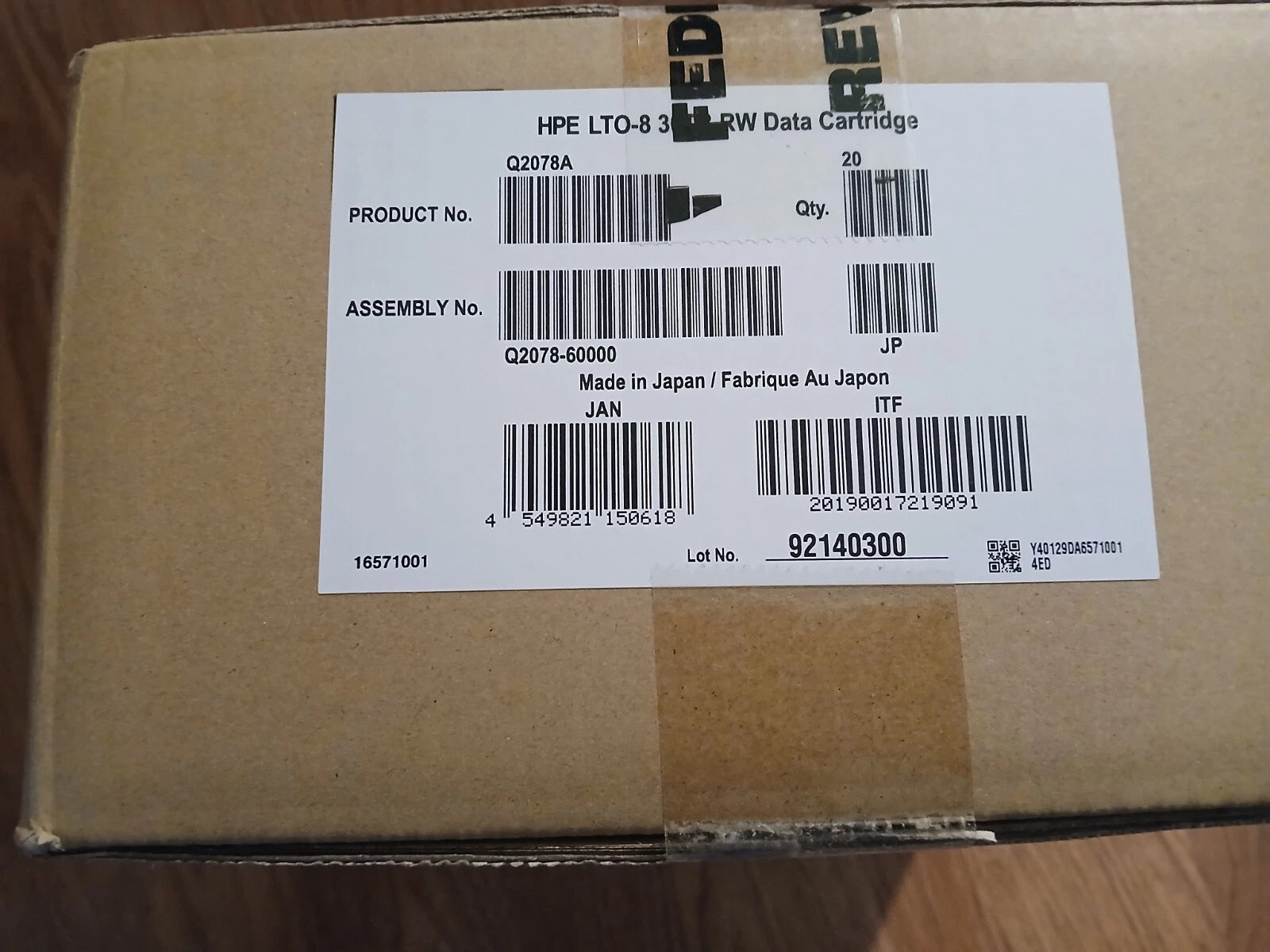 20 PACK of HP Q2078A LTO-8 TAPE CARTRIDGES 12TB/30TB LTO8