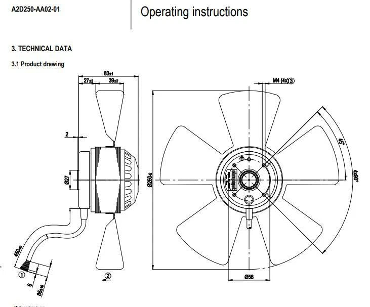 ebmpapst A2D250-AA02-01 High-Performance Industrial Axial Fan for Siemens Motor Cooling