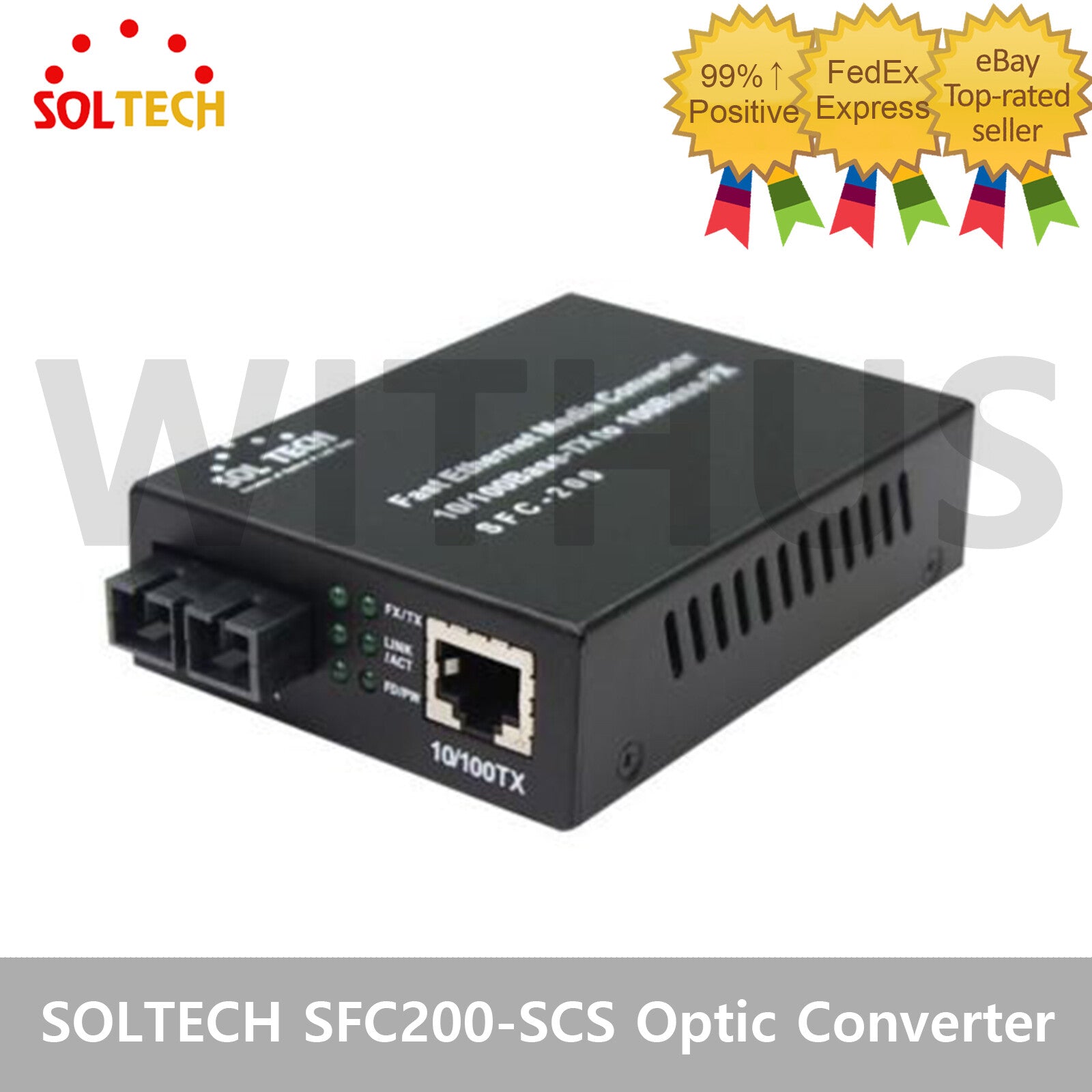 SOLTECH SFC200-SCS Fiber Optic Media Converter 10/100Mbps-TX to 100Mbps-FX_|325335250095
