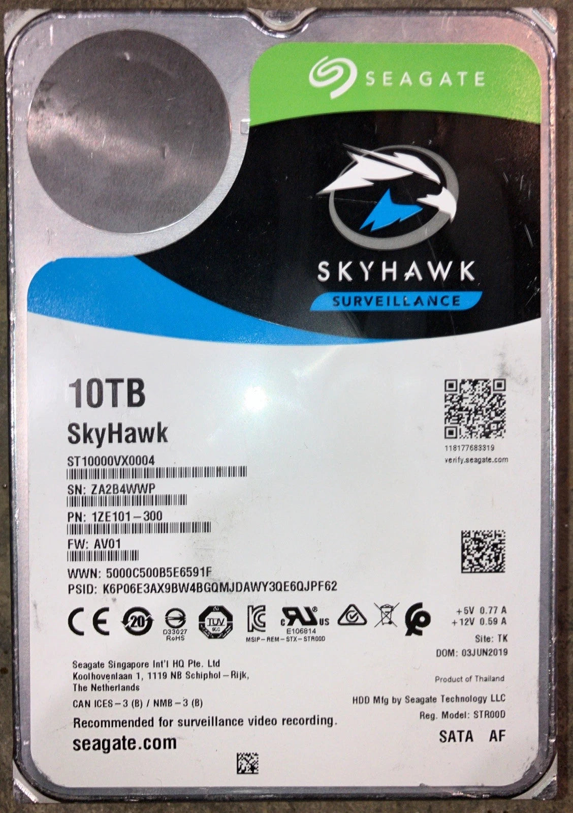 Seagate SkyHawk 10TB SATA 6Gbps 3.5" Hard Drive ST10000VX0004 TESTED & WIPED
