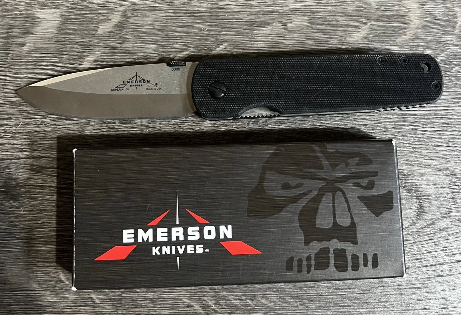 EMERSON KNIVES SUPER A-100  154CM BLADE G10 SCALES Serial #0008 Super Rare.|157548404264