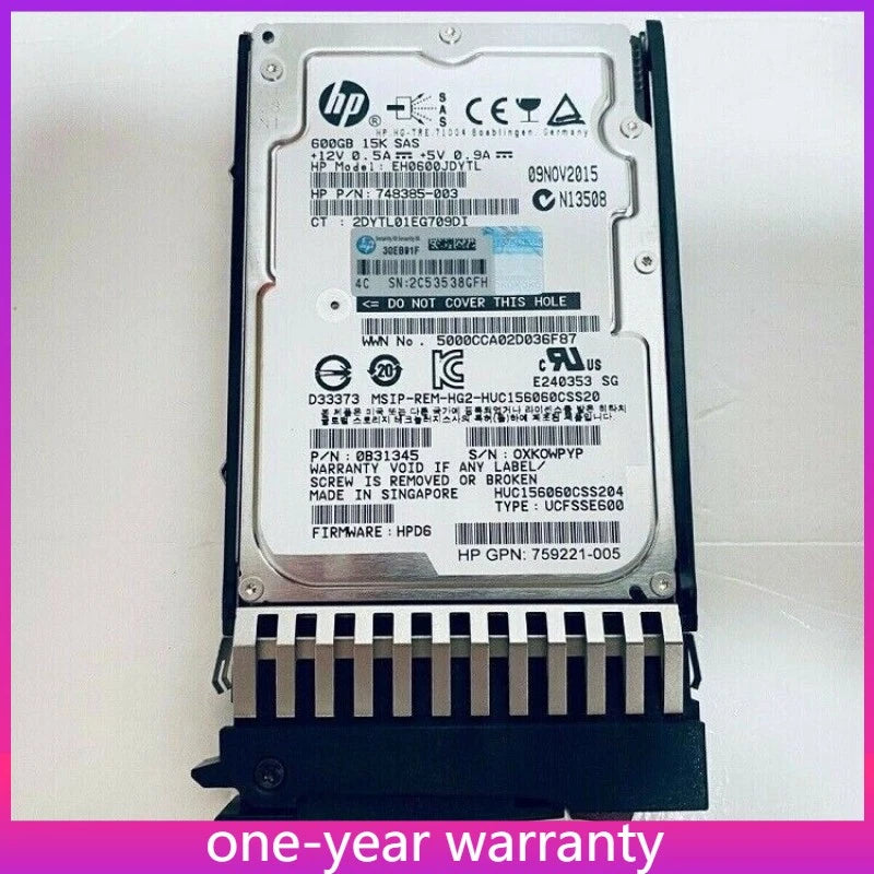 NEW HPE 787642-001 J9F42A MSA 600GB 12G SAS 15K SFF 2.5" DP ENT HDD Hard Drive|167881530155