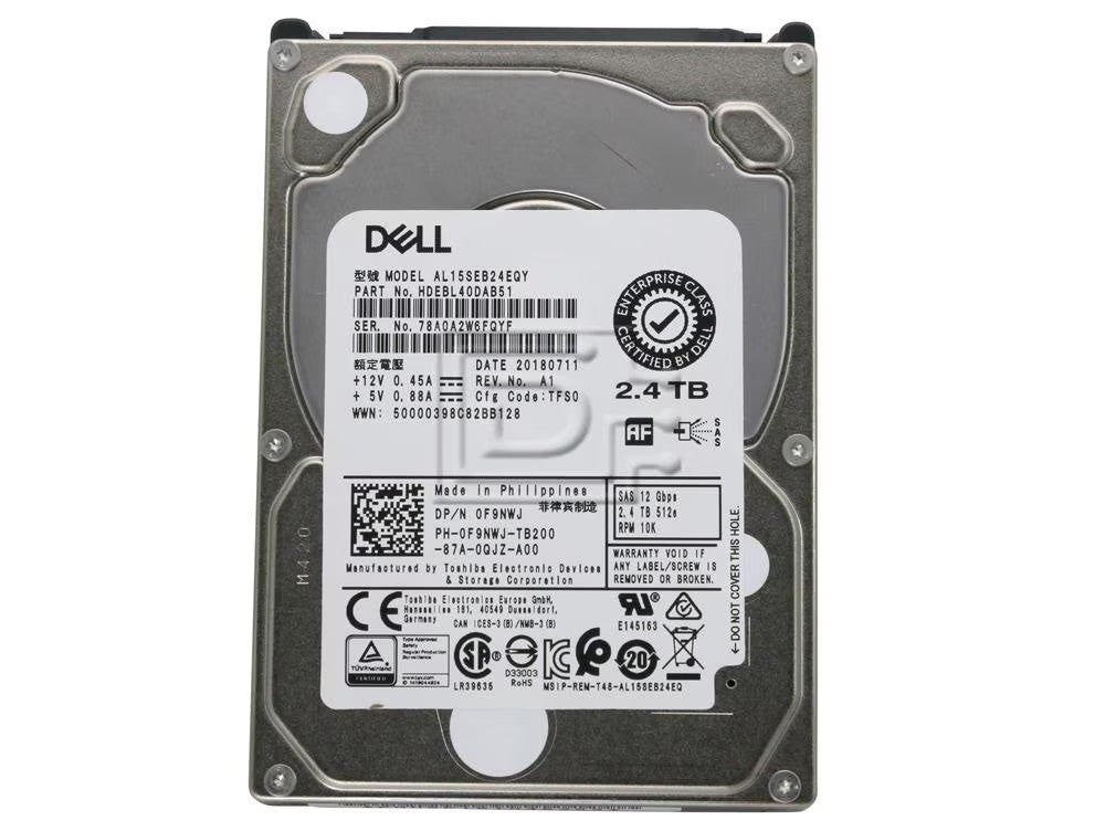 Dell Toshiba AL15SEB24EQY 2.4TB 2.5-inch SFF 12Gbps 10K SAS Enterprise Hard Drive