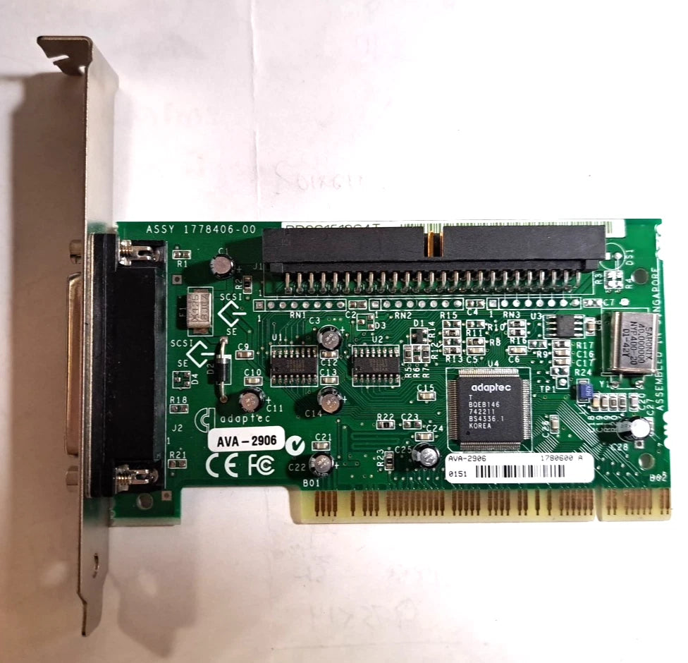 Adaptec AVA-2906 PCI SCSI Controller Card DB25 External + 50 pin Internal|376711117257
