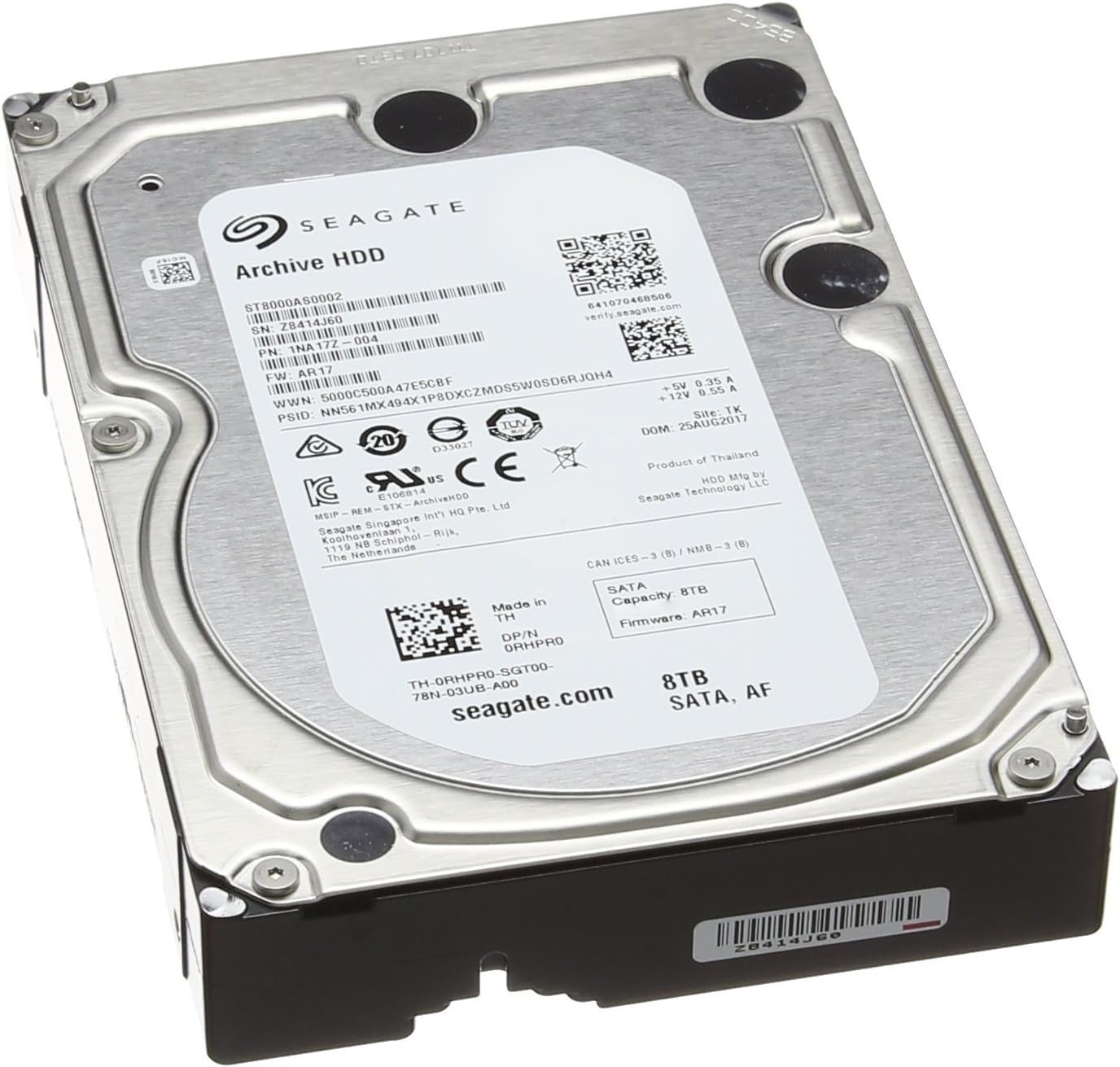 Seagate Archive HDD 8TB SATA 6GBps 128MB Cache SATA Hard Drive (ST8000AS0002