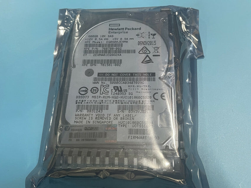 781516-B21 HP 600GB 12G SAS 10K SFF 2.5" SC HDD 781577-001|395106691324
