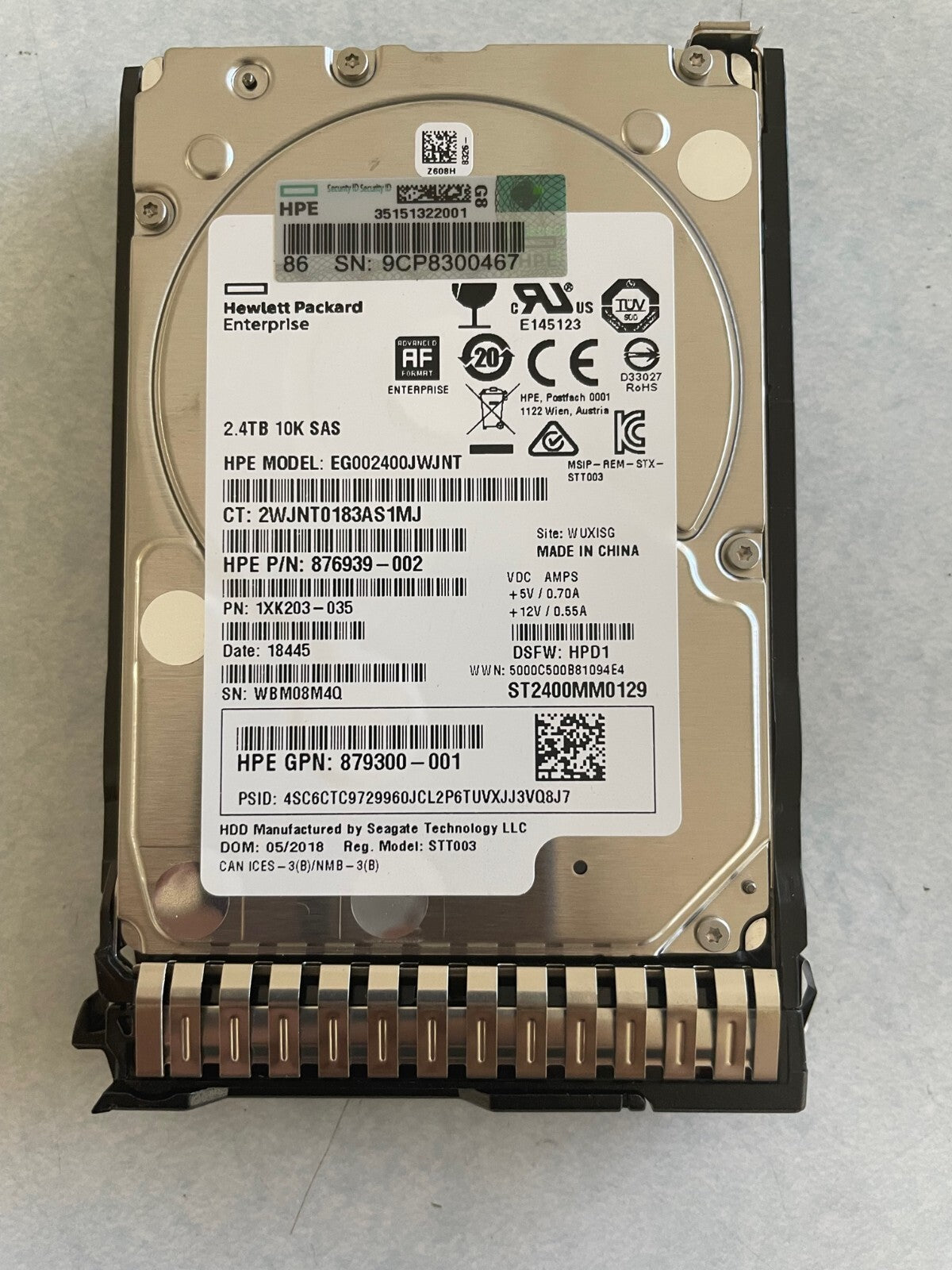 876939-002,EG002400JWJNT HPE 2.4TB 10K 12G SFF SAS HD|115812684197