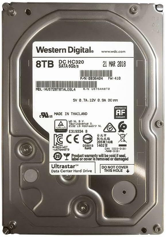 Western Digital Ultrastar DC HC320 8TB 7.2K SATA 3.5" HDD HUS728T8TALE6L4|156915087311