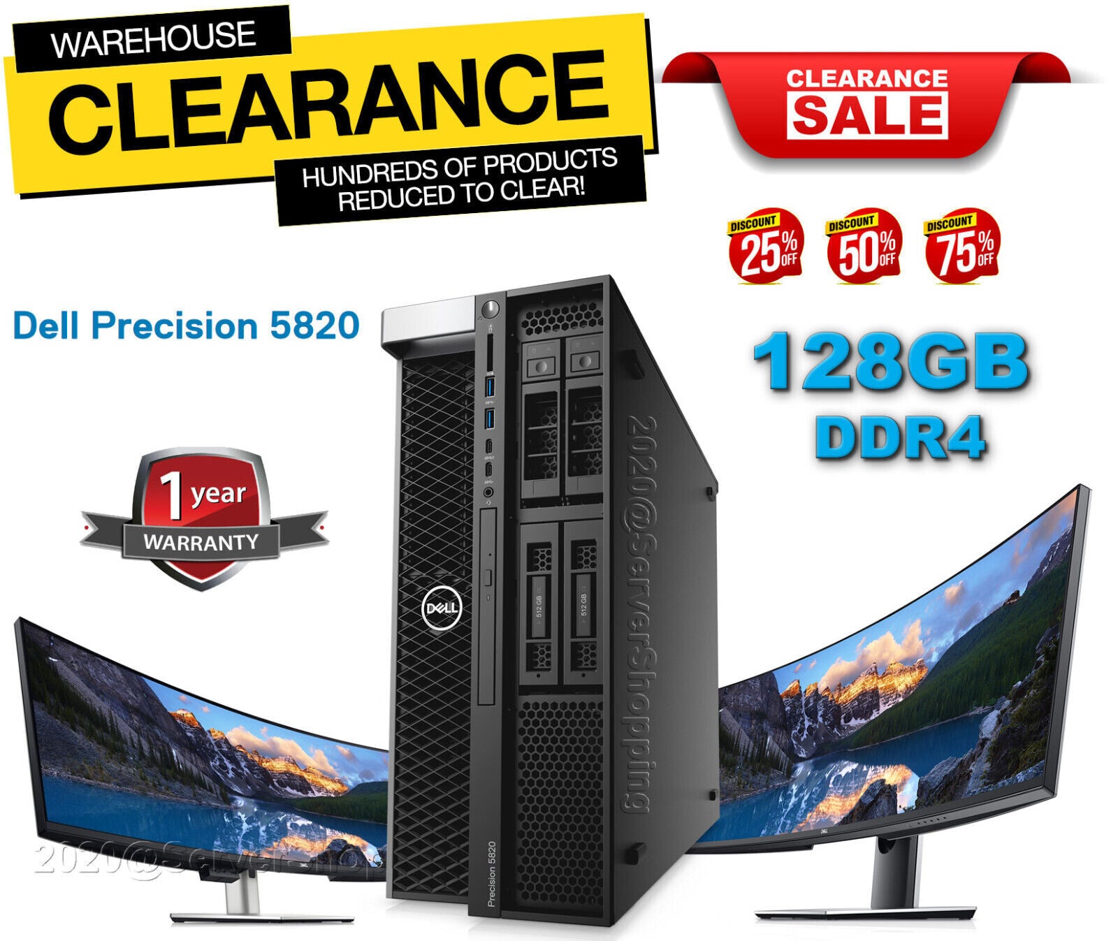 6CORE Dell Precision T5820 W-2133 3.60GHz 128GB DDR4 256GB NVMe SSD-2TB SATA 3.5|116131137981