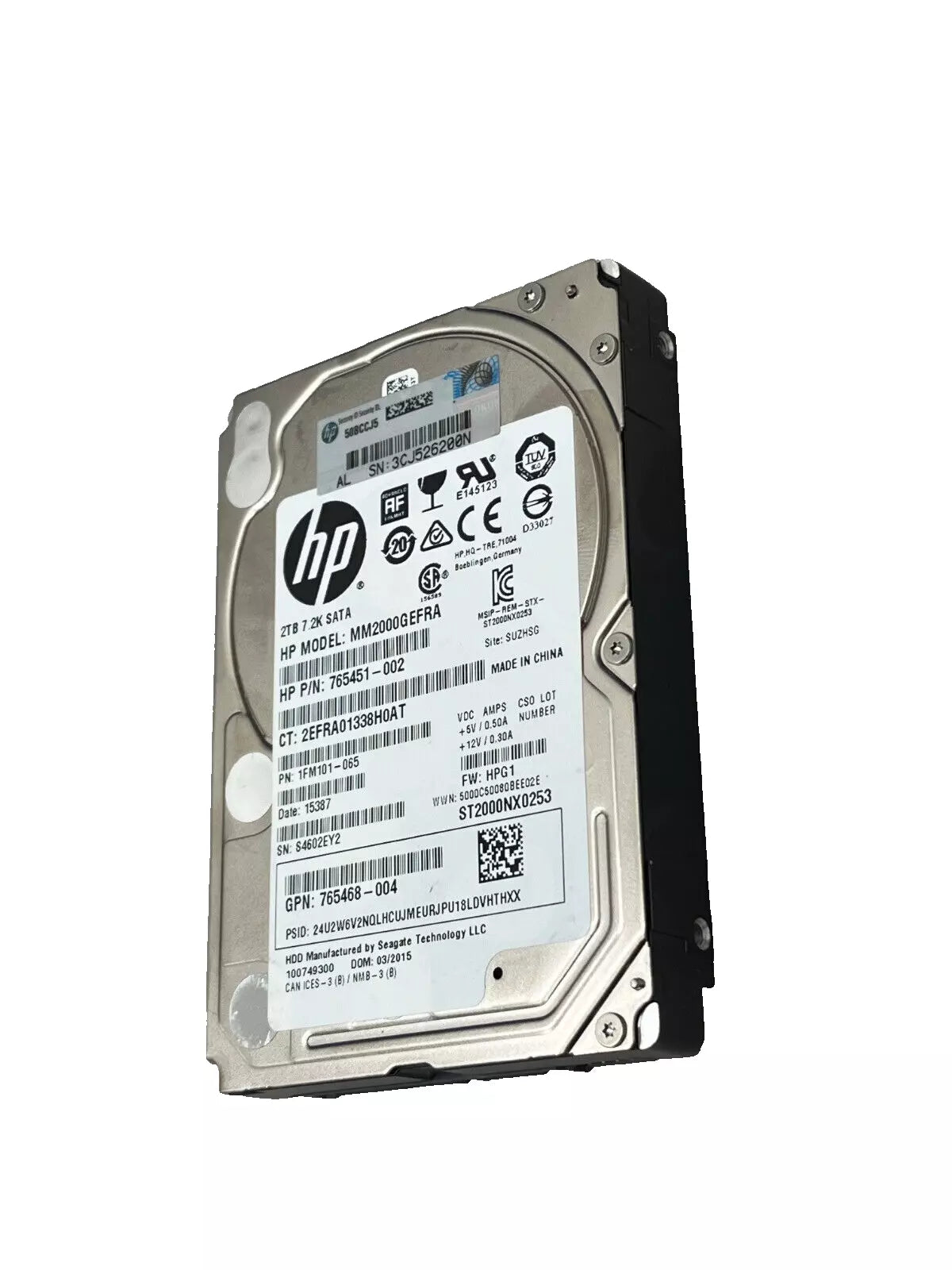 HDD HP 2 TB SATA 2,5" 6G, 7,2K UNIDADE 765468-004 MM2000GEFRA 765451-002