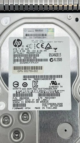HP HPE 2TB SAS 6Gb/s 7.2K RPM LFF Server Hard Drive with Tray