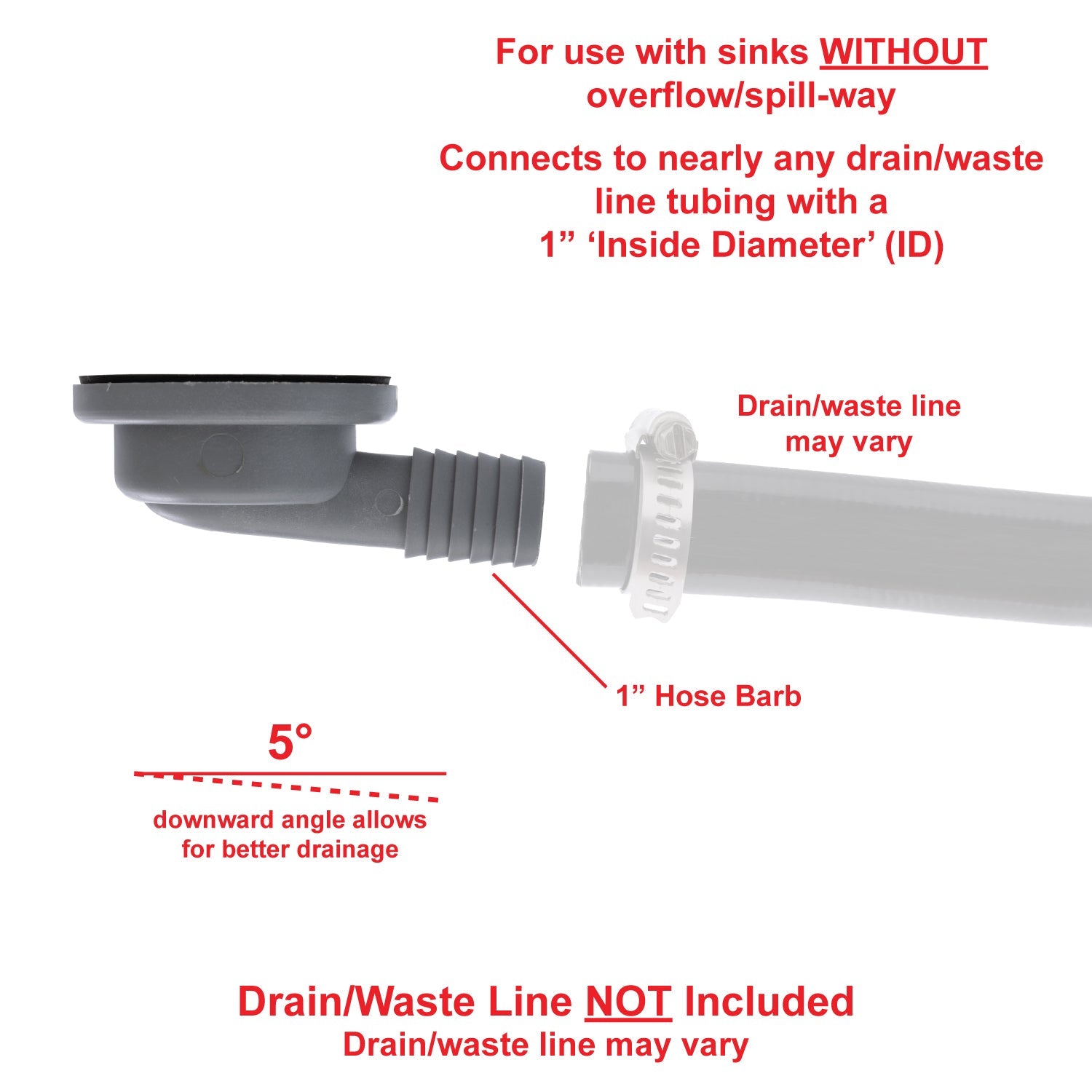 Ambassador Marine 1 1/2" Drain, 95 Degree Low Profile