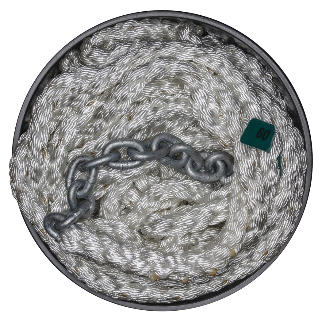 Titan Chain CAR8P12150H1415 Eight Strand Anchor Rode, 1/2" x 150' Line, 1/4" x 15' Chain