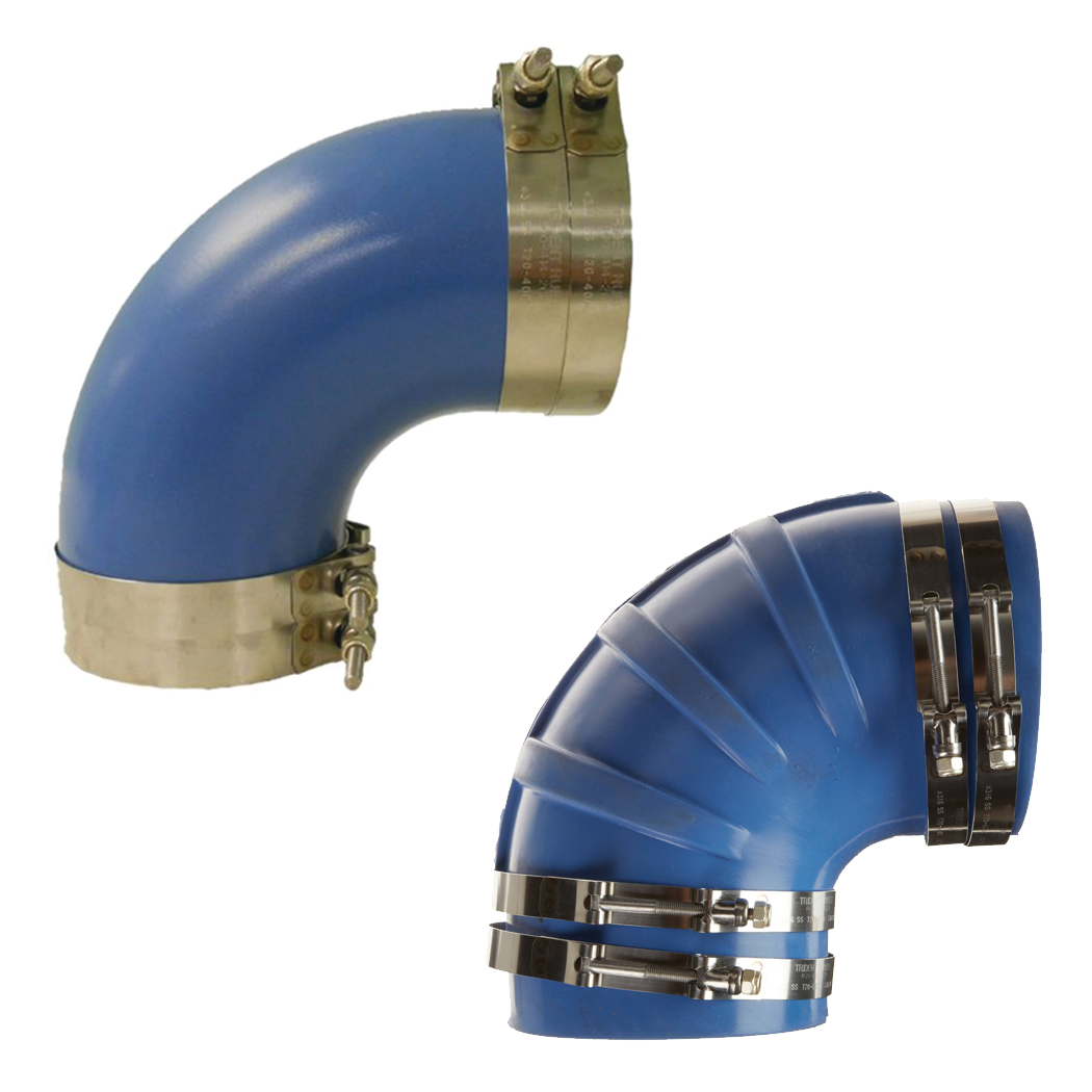 Trident 290V4500-S/S Exhaust Connector, 90 deg. Silicone Molded Wet Elbow, 4 1/2" w/T-Bolt Clamps