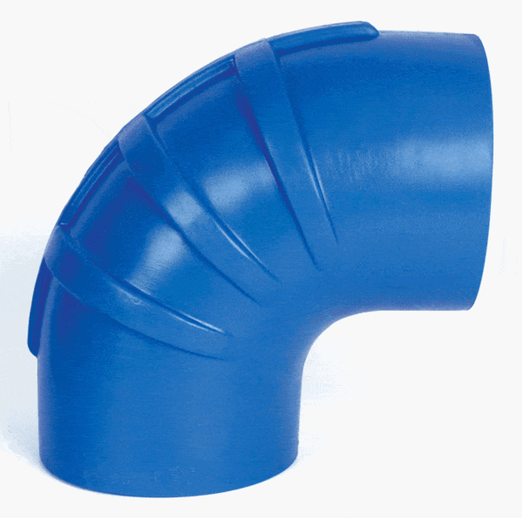 Trident Marine 290V4000-S/S Trident Blue Silicone "VHT" 90 Degree Elbow w/T-Bolt, Clamps, 4"