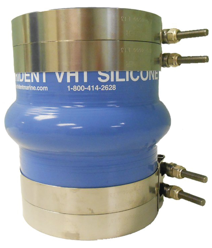 Trident Marine 270V5000-S/S Trident Blue Silicone "VHT" Single Hump Hose, w/T-Bolt Clamps, 5"