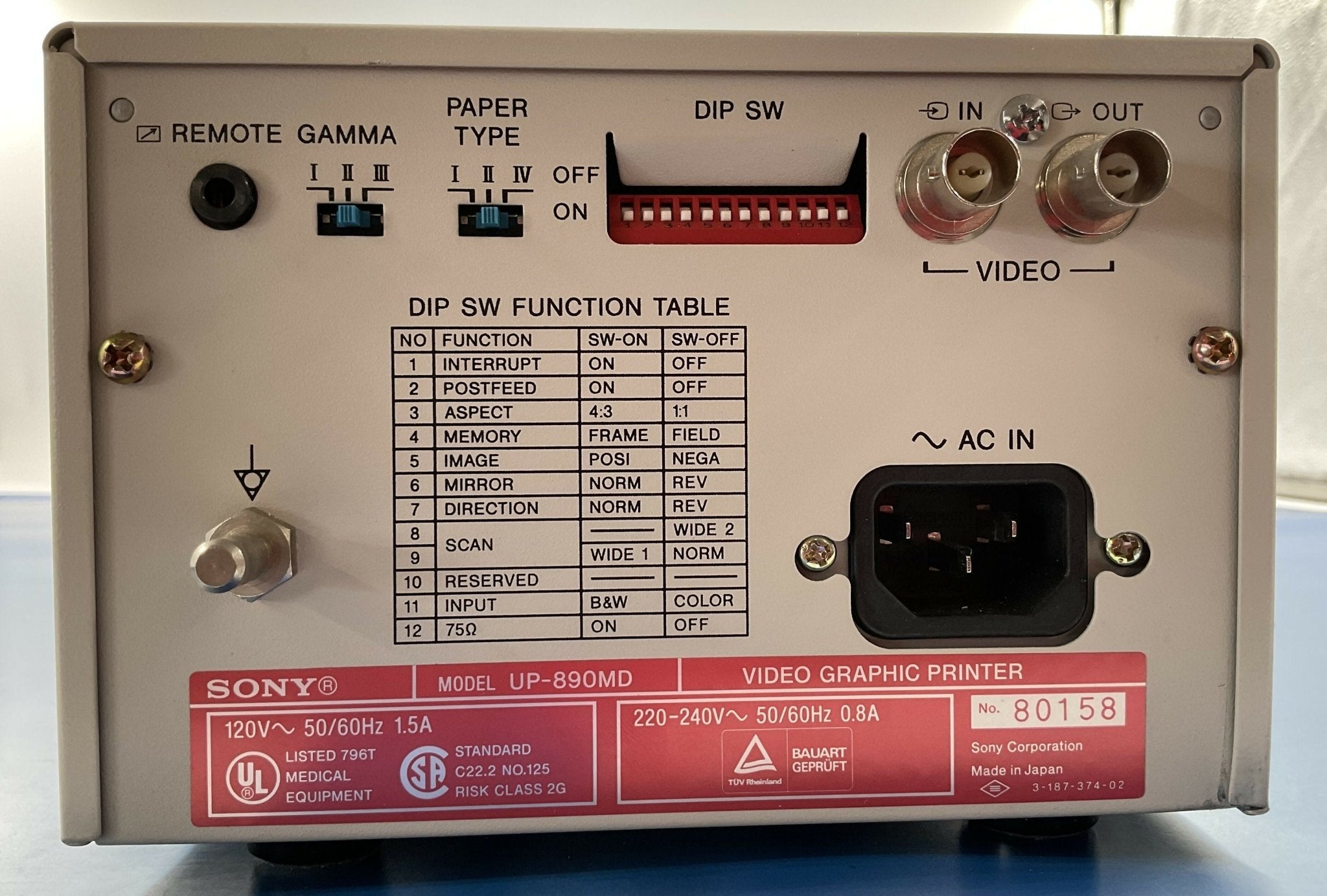 VIDEO GRAPHIC PRINTER (UP-890 MD SONY