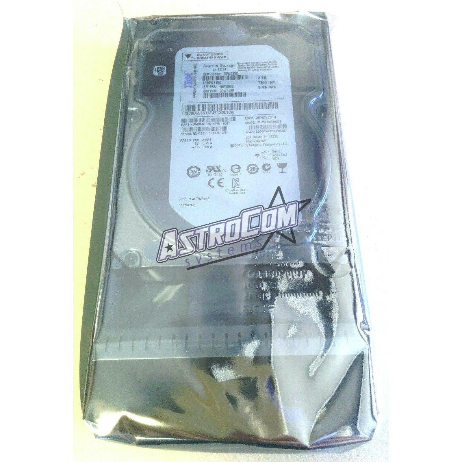 00W1152,90Y9000,00W1155 IBM 2TB 7200 RPM 6GB 3.5" SAS 883436308649 - AloinfoUSA