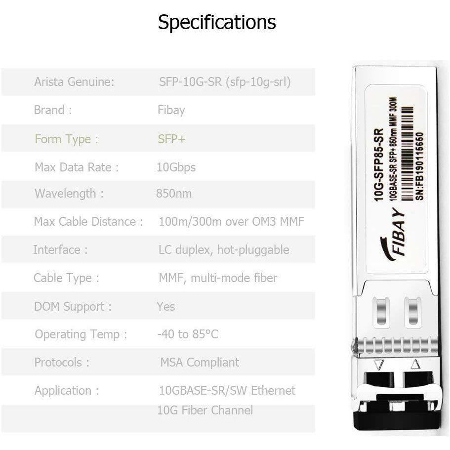 10G SFP SR for Dell Force10 GP-10GSFP-1S Dell 407-BBOU 10GBASE-SR SFP+ Module Transceiver MMF, 850nm, 300m, LC, DOM - AloinfoUSA
