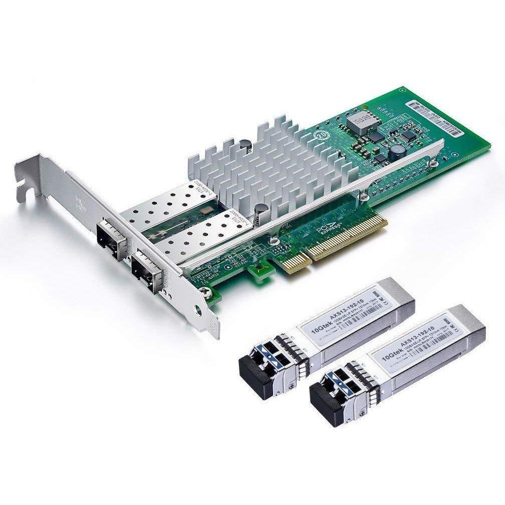 10Gtek for Intel E10G42BTDA 82599ES Chip 10GbE Ethernet Converged Network Adapter X520-DA2/X520-SR2, PCI-E X8 Dual SFP+ Port - AloinfoUSA