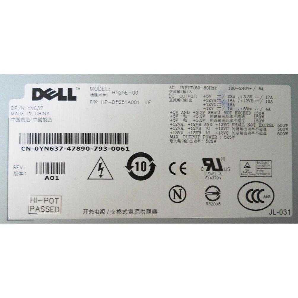 525W Power Supply For Dell PowerEdge T410  M331J YN637 Server PSU Unit 746856940991 - AloinfoUSA