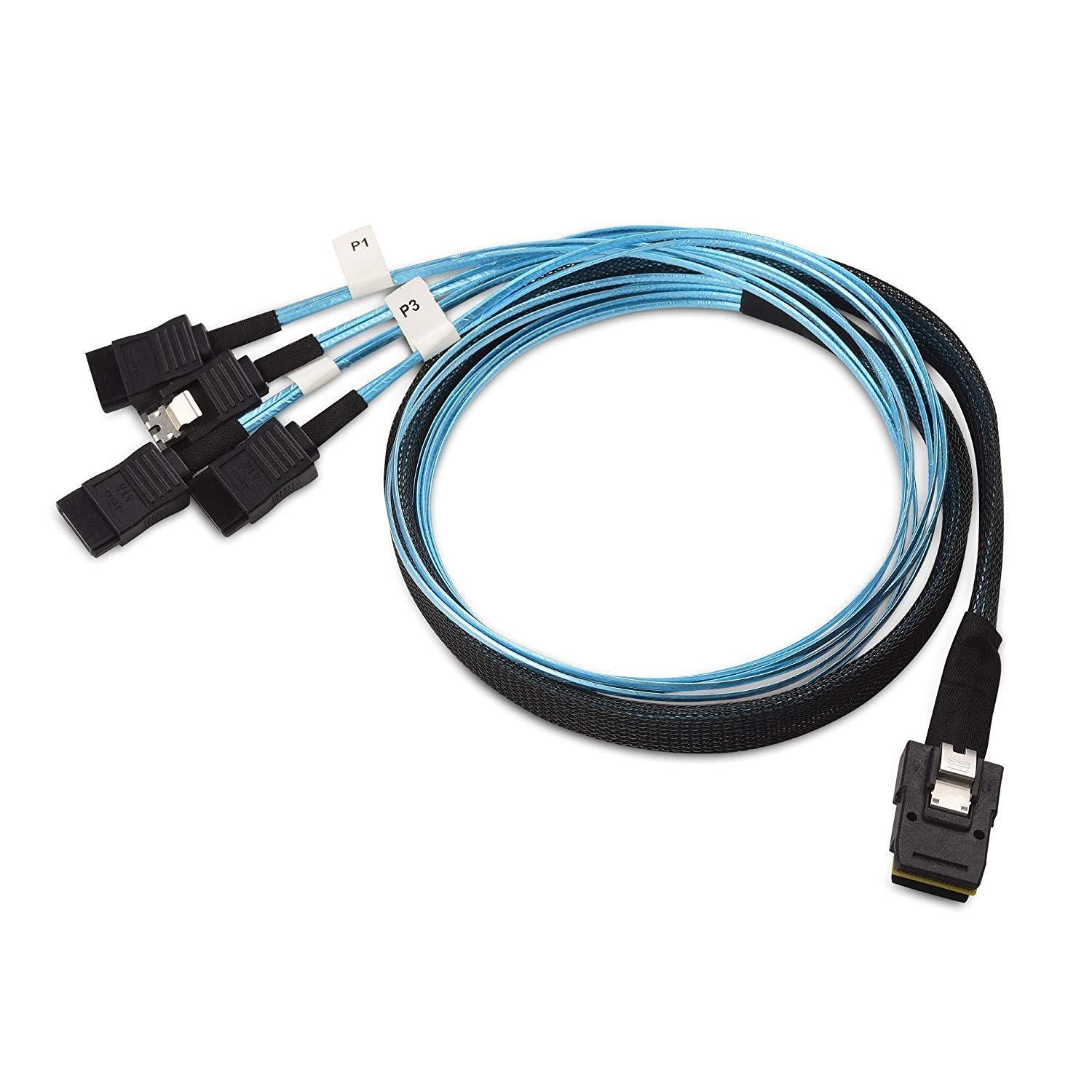 Cabo Internal Mini SAS to SATA Cable (SFF-8087 to SATA Forward Breakout) 3.3 Feet - AloinfoUSA