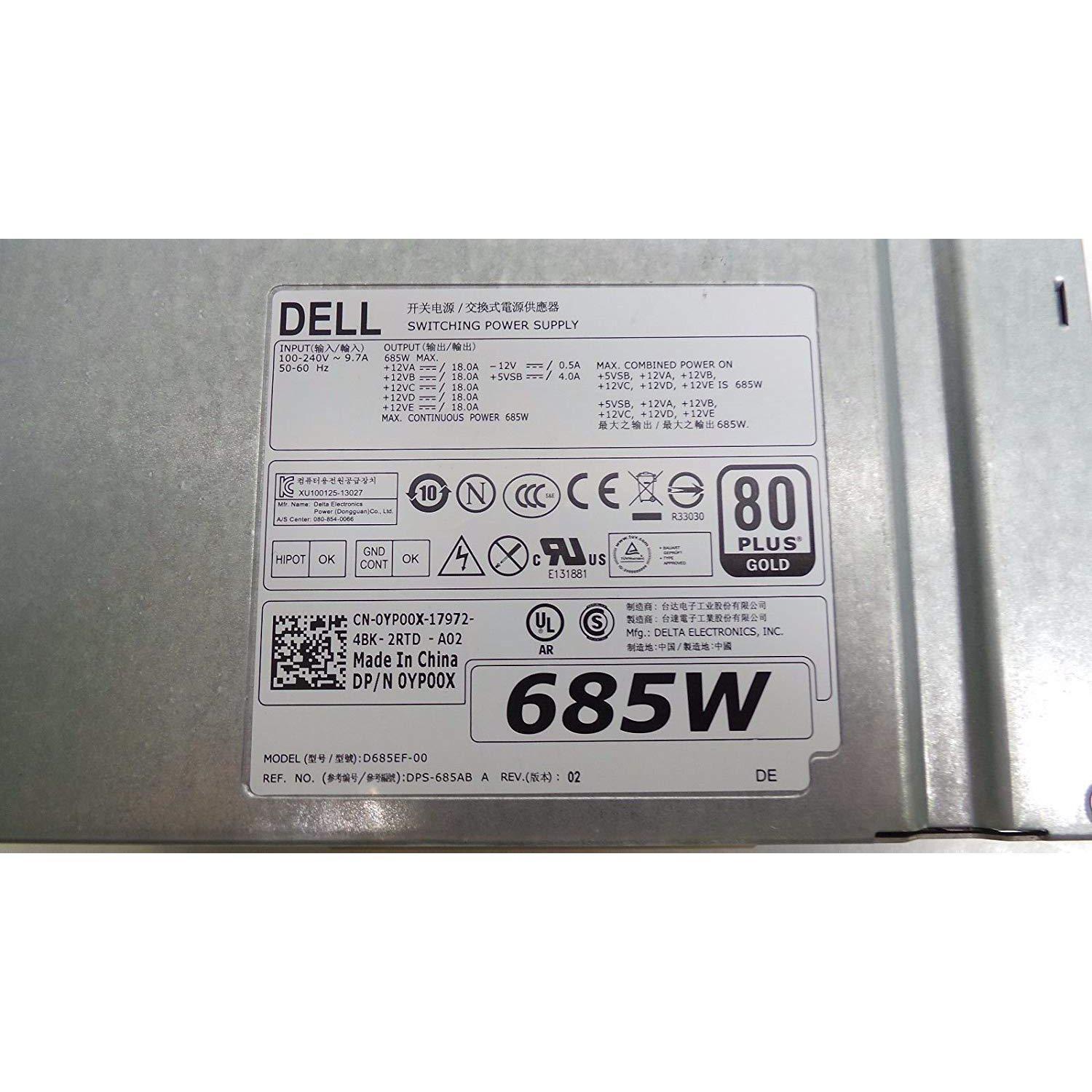 DELL 685W Power Supply for Precision T5810 Workstation PN: W4DTF K8CDY CYP9P WPVG2 KTMT8 - AloinfoUSA