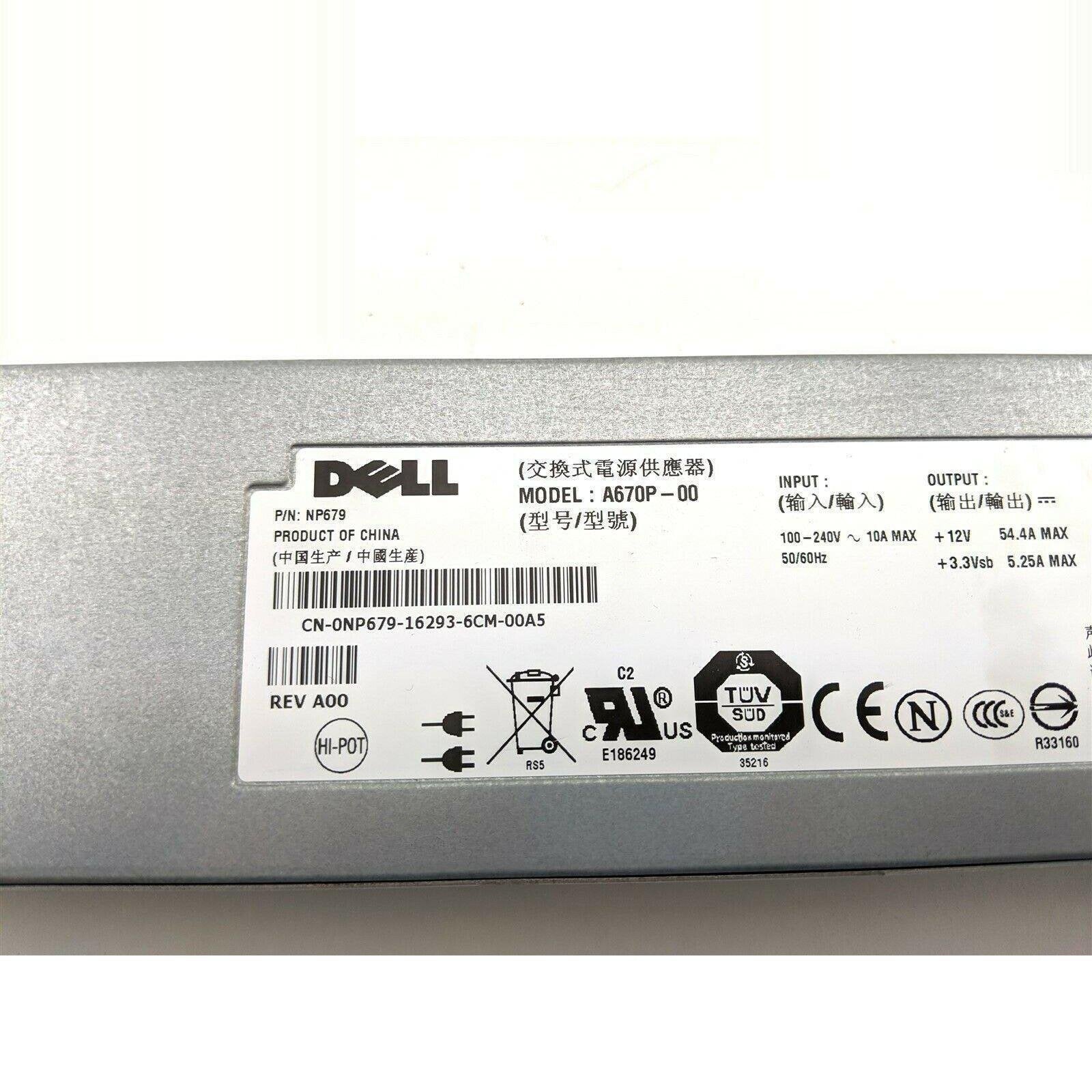 Dell A670P-00 H Plug 670 Watt Poweredge 1950 Redundant Power Supply Slot Module - AloinfoUSA