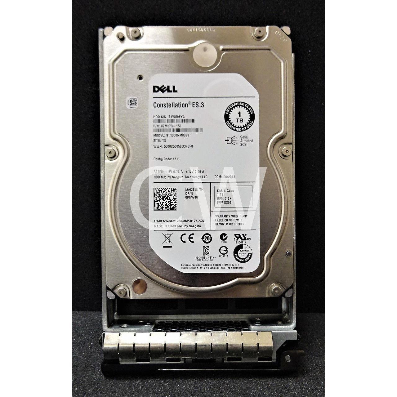 Dell FNW88 1TB 7200RPM 6Gb/s 3.5" SAS Hard Drive ST1000NM0023 - AloinfoUSA