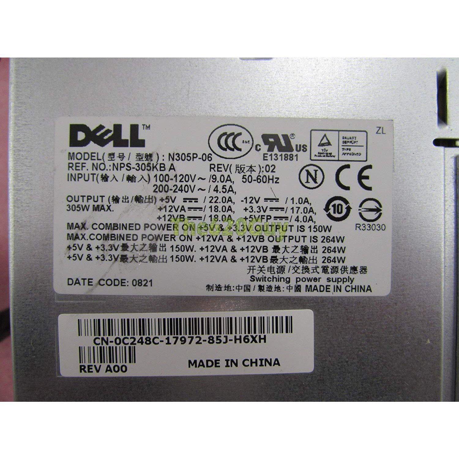 Dell Optiplex 740 MT 305W ATX12V Desktop Power Supply N305P-06 NPS-305KB A C248C - AloinfoUSA