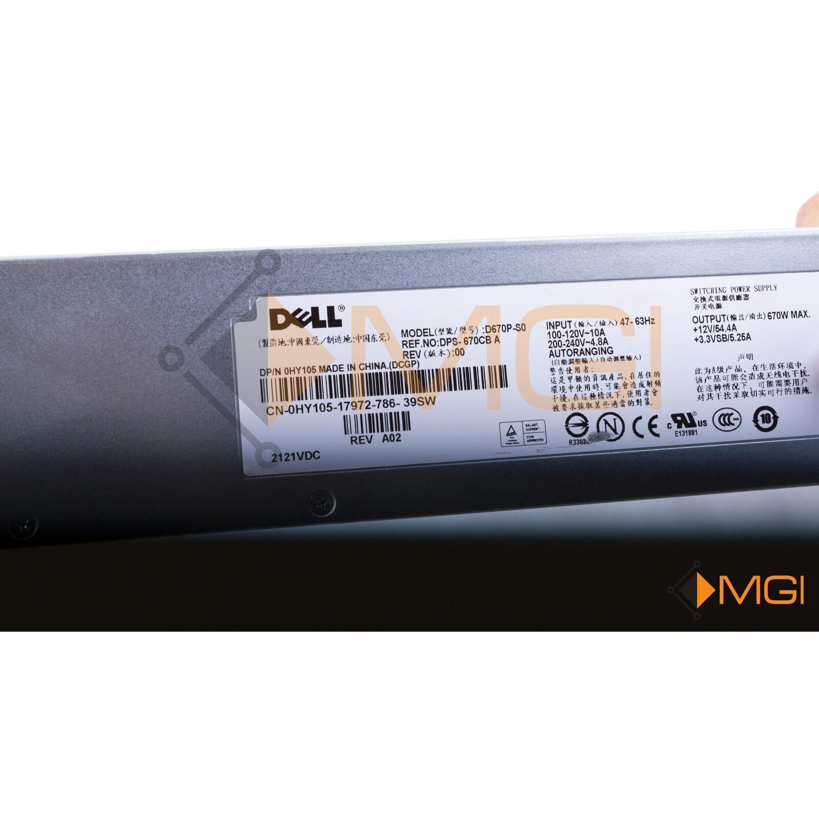 DELL POWER EDGE 1950 670W POWER SUPPLY // HY105 // 658759049124 Fonte - AloinfoUSA