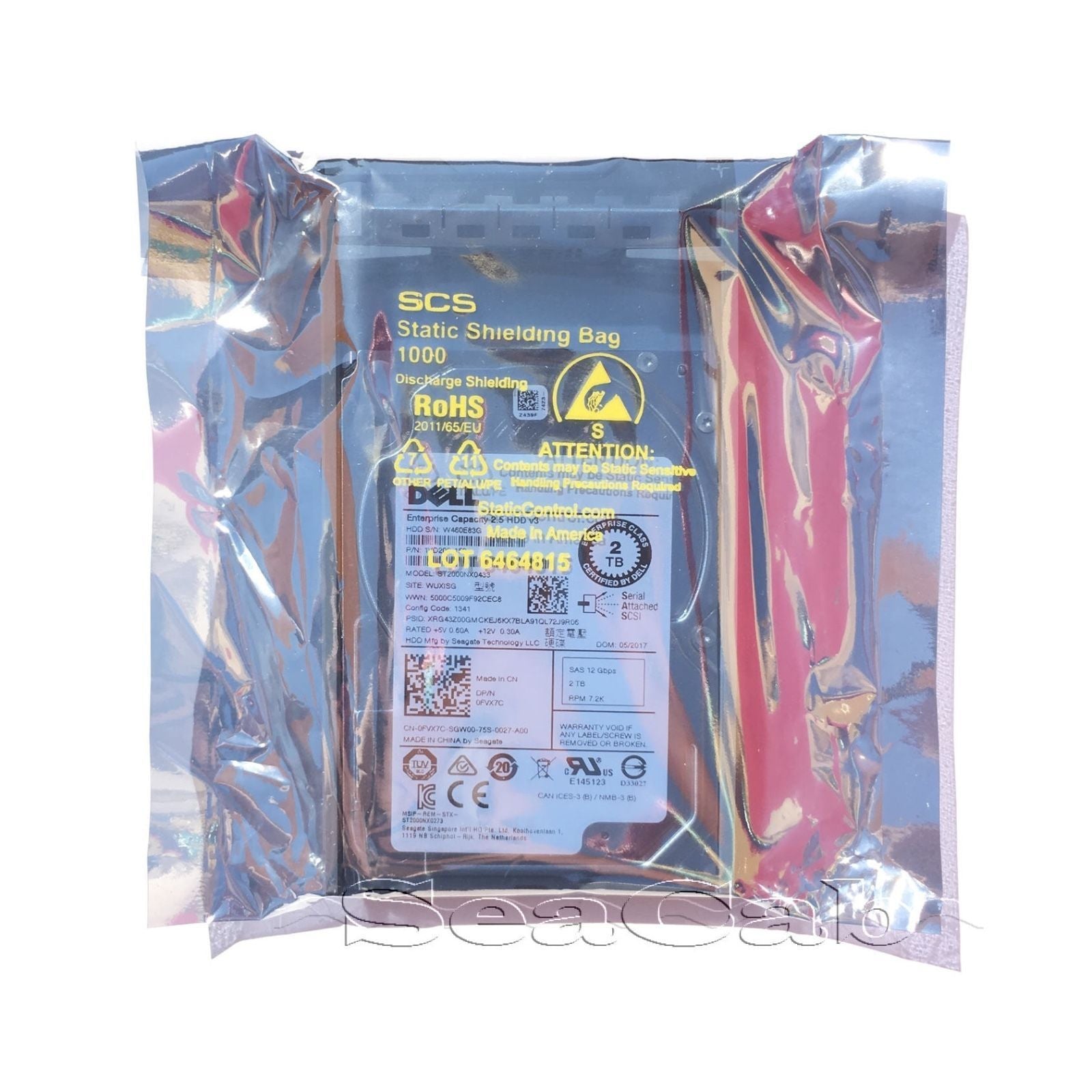 Dell SED 2TB 7.2K SAS 2.5 12Gbps Drive for R320 R420 R520 R620 R720 R910 T710 784046936713 - AloinfoUSA