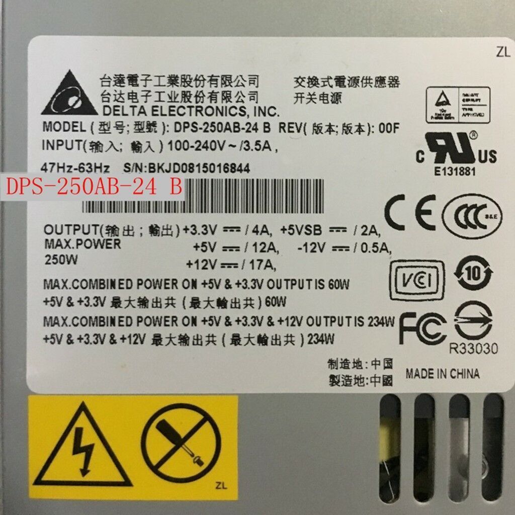 Fuente  Delta DPS-250AB-24 B 100-240V 3.5A 47-63HZ 250W power supply - AloinfoUSA