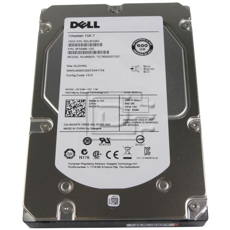 HD 600GB SAS 15k RPM 3.5" 6G Hot Plug para Dell 0J762N - AloinfoUSA
