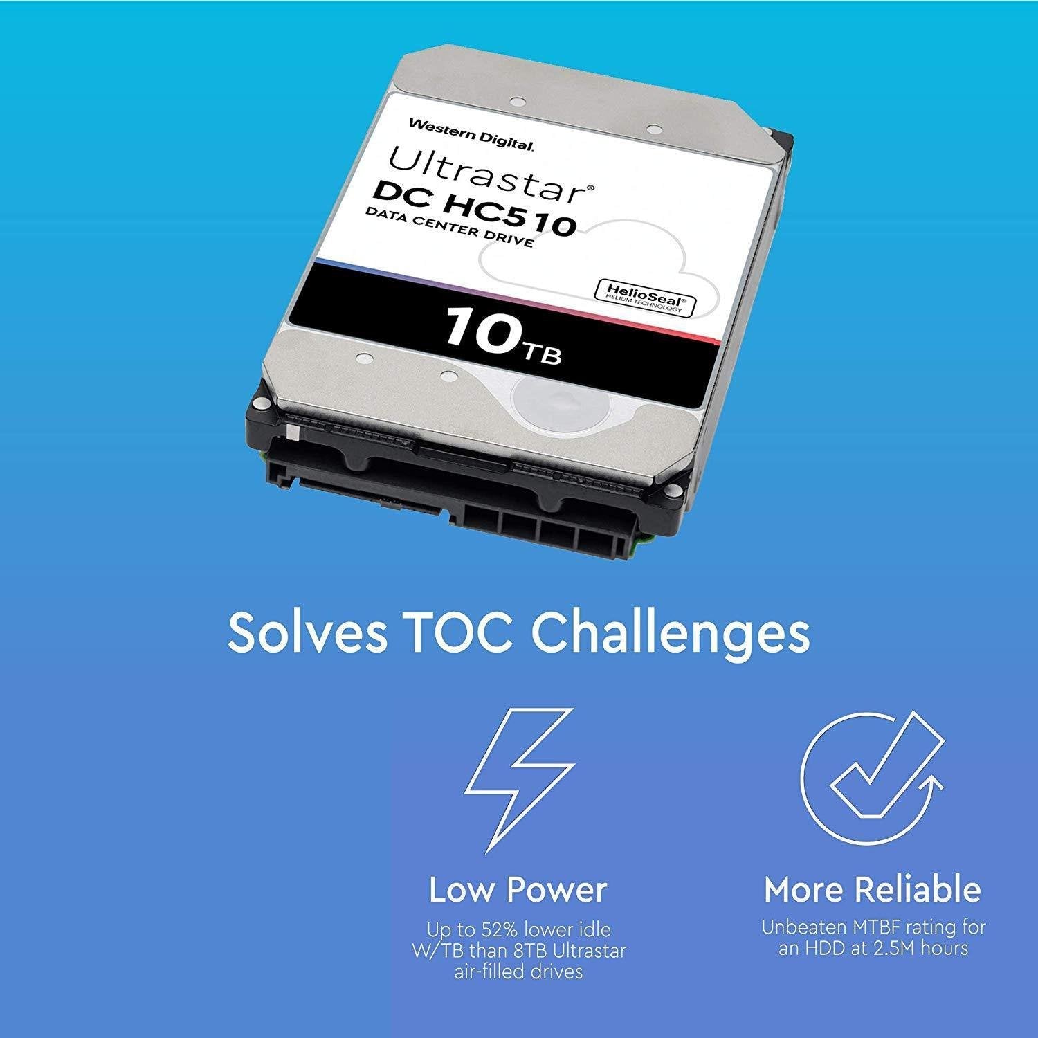HGST WD Ultrastar DC HC510 10TB 7200 RPM SATA 6Gb/s 3.5" Helium Platform Enterprise Hard Disk Drive - HUH721010ALE604 (0F27606) - AloinfoUSA