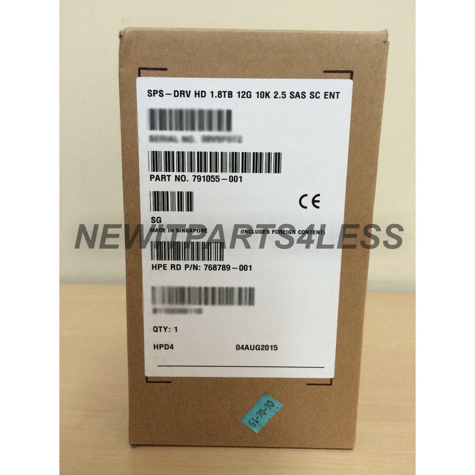 HP 1.8TB 12G SAS 10K 2.5IN SC 512E 791034-B21 791055-001 768789-001 - AloinfoUSA