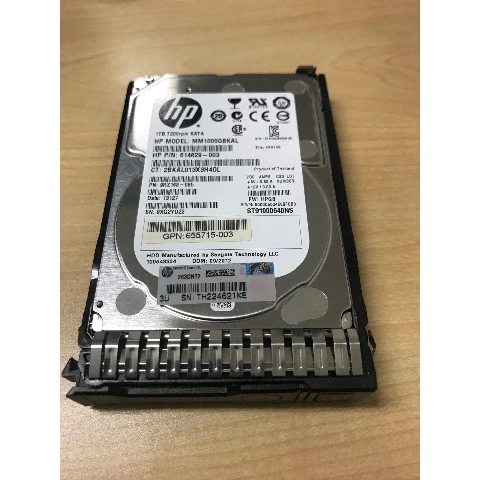 HP 655710-B21 656108-001 614829-003 1TB 2.5" SATA  HDD, MM1000GBKAL ST91000640NS - AloinfoUSA