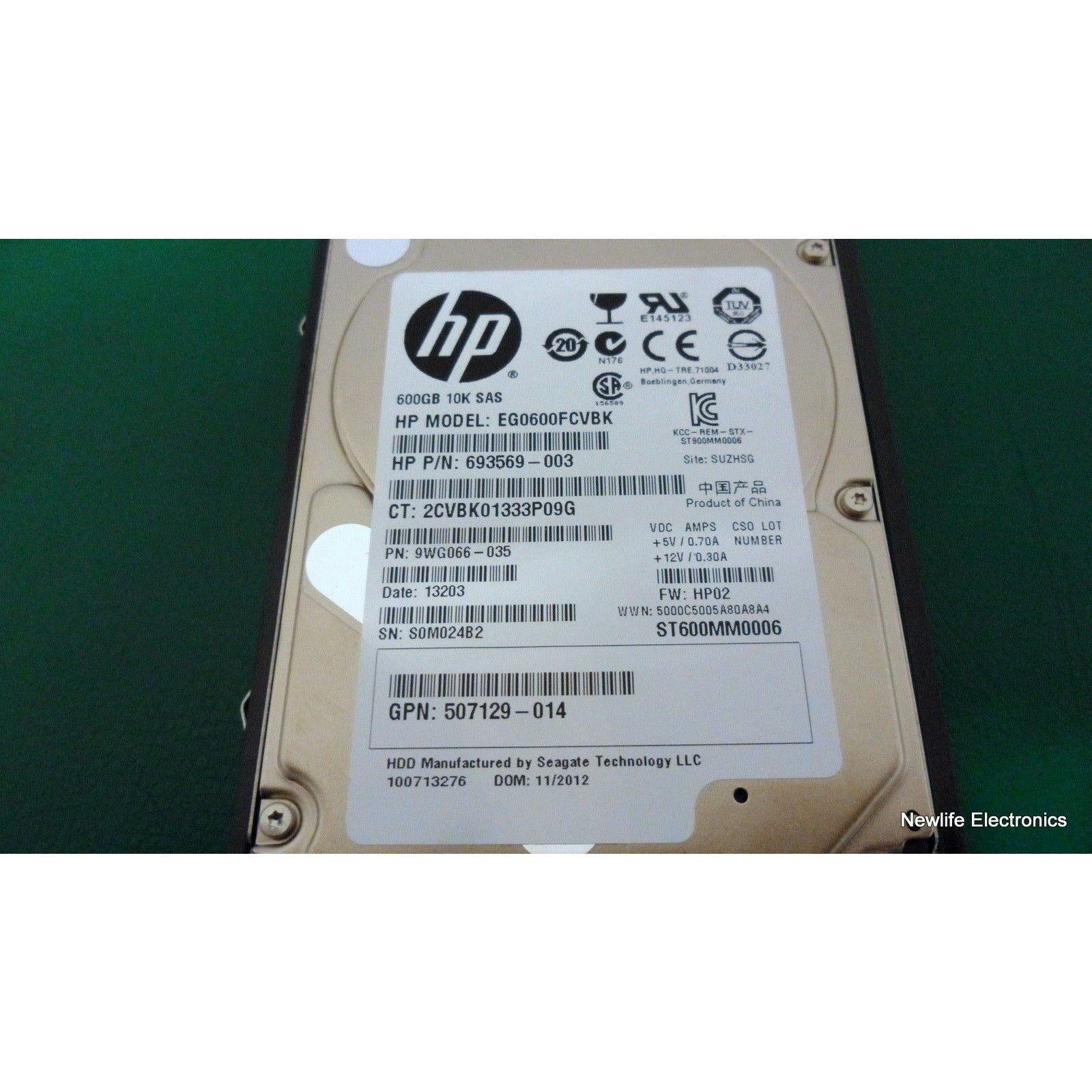 HP EG0600FCVBK 600GB 10K RPM 2.5" Hot-swap SAS HDD 693569-003 884962013786 - AloinfoUSA