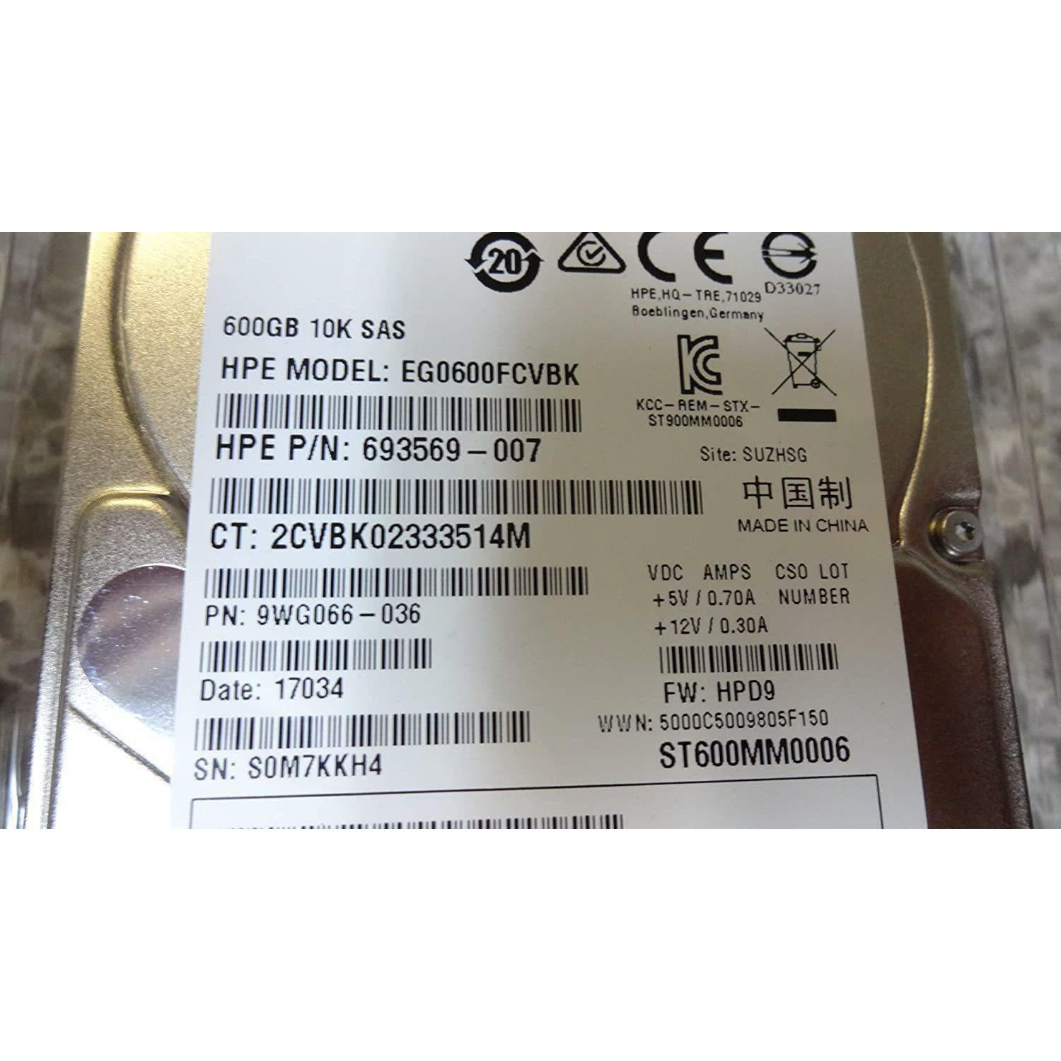 HP EG0600FCVBK 600GB 10K RPM SAS HDD - AloinfoUSA