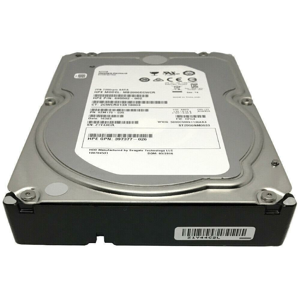 HP / Seagate 2TB ST2000NM0033 7200RPM 128MB Cache SATA 6Gb/s 3.5" Enterprise HDD 763649030042 - AloinfoUSA