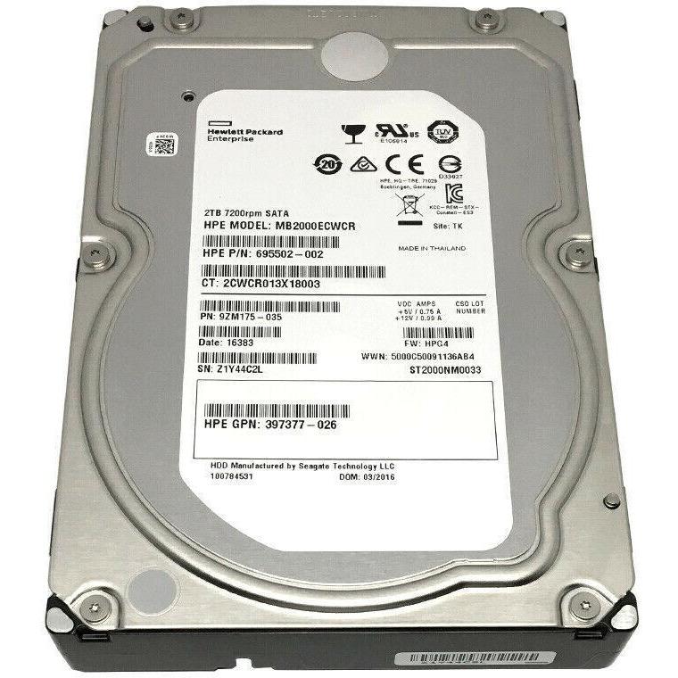 HP / Seagate 2TB ST2000NM0033 7200RPM 128MB Cache SATA 6Gb/s 3.5" Enterprise HDD 763649030042 - AloinfoUSA