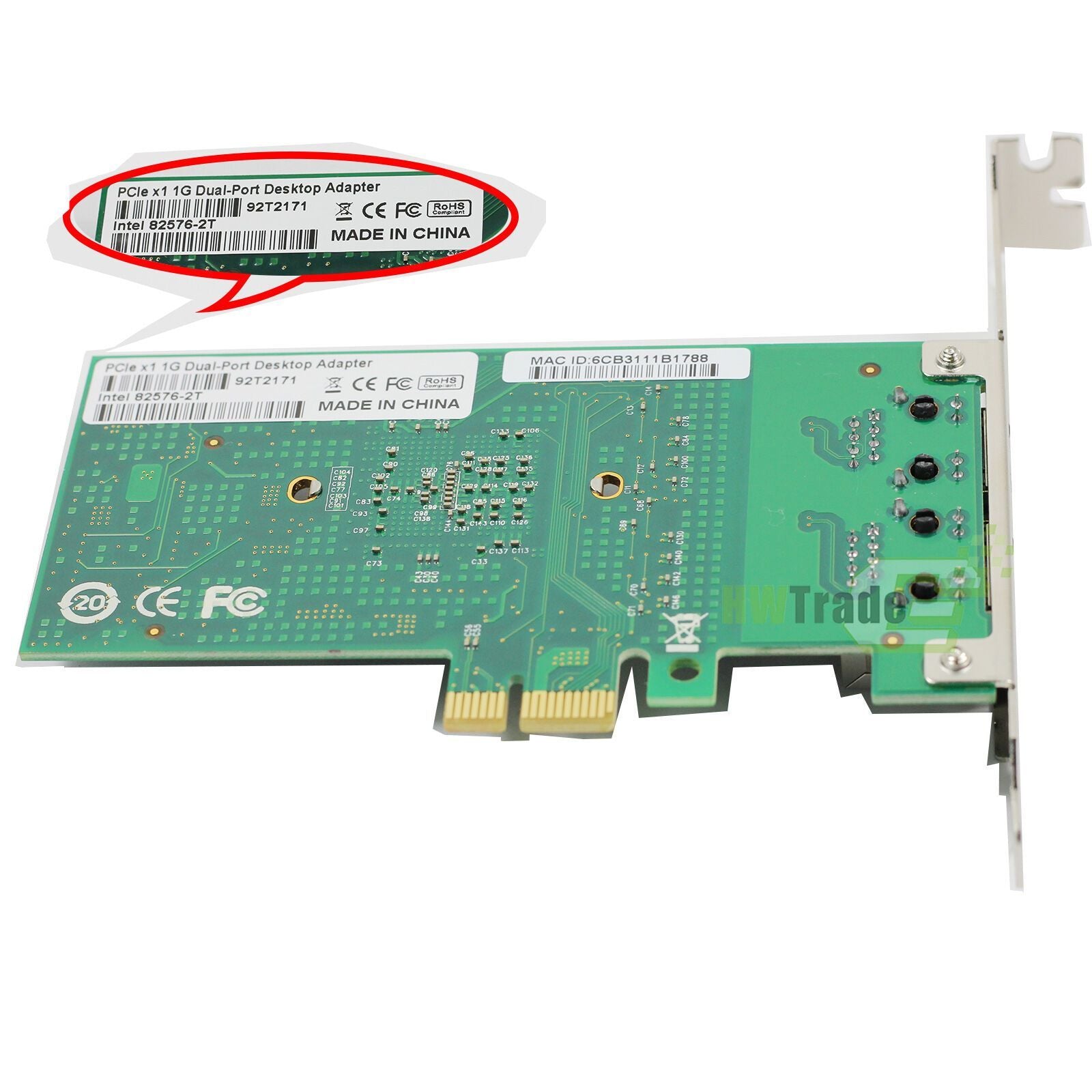 Intel 82576EB RJ45 Dual Port PCI-E X1 1Gbps Gigabit Server Adapter ROS Vmare - AloinfoUSA