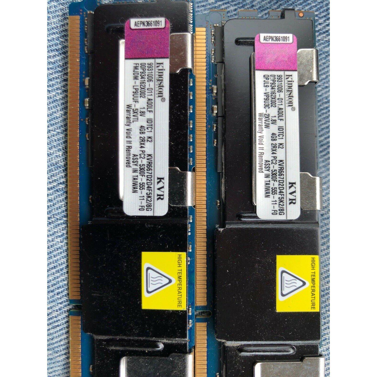 Kingston KVR667D2D4F5K2/8G 8GB Kit (4GBx2)  PC2-5300 667MHZ CL5 740617106763 - AloinfoUSA